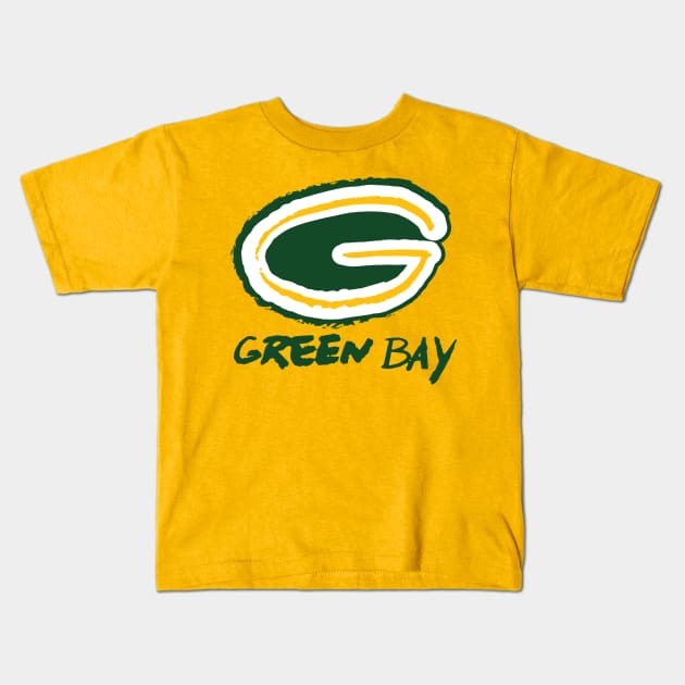 Green Bay Packeeeers Kids T-Shirt by Very Simple Graph